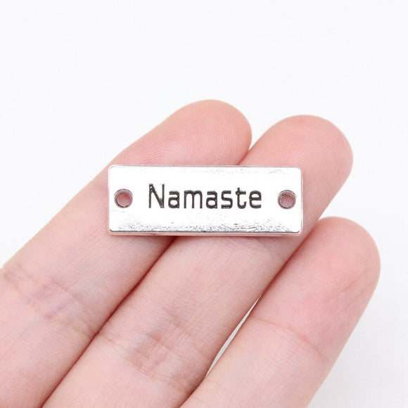 WYSIWYG 5pcs Charms 28x10mm Namaste Pendants For DIY Jewelry Making Jewelry Findings Alloy Charms Pendant