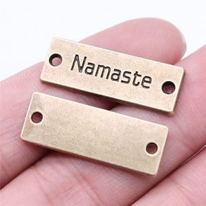 WYSIWYG 5pcs Charms 28x10mm Namaste Pendants For DIY Jewelry Making Jewelry Findings Alloy Charms Pendant