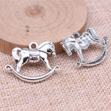 WYSIWYG 5pcs Charms 30x23mm Rocking Horse Charms For Jewelry Making DIY Jewelry Findings Antique Silver Color Alloy Charms