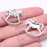 WYSIWYG 5pcs Charms 30x23mm Rocking Horse Charms For Jewelry Making DIY Jewelry Findings Antique Silver Color Alloy Charms