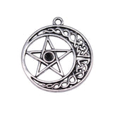 WYSIWYG 5pcs Charms 33x30mm Star Crescent Moon Charms For Jewelry Making DIY Jewelry Findings Antique Silver Color Pendant