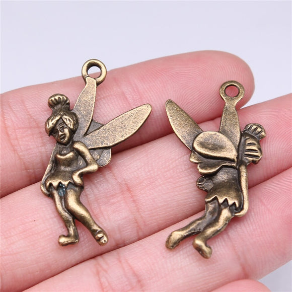 WYSIWYG 5pcs Charms 37x20mm Angel Charms Pendant Antique Bronze Color For Jewelry Making DIY Jewelry Findings
