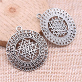 WYSIWYG 5pcs Charms 40x35mm Flower Of Life Charms For Jewelry Making DIY Jewelry Findings Antique Silver Color Alloy Pendant