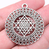 WYSIWYG 5pcs Charms 40x35mm Flower Of Life Charms For Jewelry Making DIY Jewelry Findings Antique Silver Color Alloy Pendant