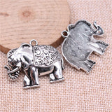 WYSIWYG 5pcs Charms 42x34mm Elephant Charms For Jewelry Making DIY Jewelry Findings Antique Silver Color Alloy Charms Pendant