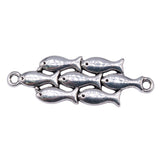 WYSIWYG 5pcs Charms 45x15mm Fish Connector Charms For Jewelry Making DIY Jewelry Findings Antique Silver Color Alloy Pendant