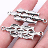 WYSIWYG 5pcs Charms 45x15mm Fish Connector Charms For Jewelry Making DIY Jewelry Findings Antique Silver Color Alloy Pendant