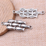 WYSIWYG 5pcs Charms 45x15mm Fish Connector Charms For Jewelry Making DIY Jewelry Findings Antique Silver Color Alloy Pendant