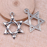WYSIWYG 5pcs Charms 45x38mm Star Of David Charms For Jewelry Making DIY Jewelry Findings Antique Silver Color Alloy Pendant