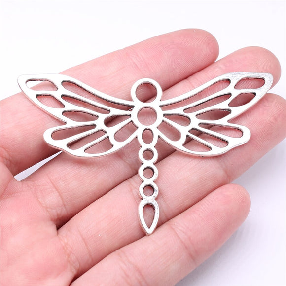 WYSIWYG 5pcs Charms 74x45mm Dragonfly Charms For Jewelry Making DIY Jewelry Findings Antique Silver Color Alloy Charms Pendant