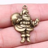 WYSIWYG 5pcs Charms Christmas Santa Claus Gift 33x25mm Antique Silver Color Plated Pendants Making DIY Handmade Tibetan Jewelry