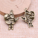 WYSIWYG 5pcs Charms Christmas Santa Claus Gift 33x25mm Antique Silver Color Plated Pendants Making DIY Handmade Tibetan Jewelry