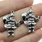 WYSIWYG 5pcs Charms Christmas Santa Claus Gift 33x25mm Antique Silver Color Plated Pendants Making DIY Handmade Tibetan Jewelry