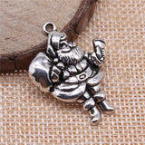 WYSIWYG 5pcs Charms Christmas Santa Claus Gift 33x25mm Antique Silver Color Plated Pendants Making DIY Handmade Tibetan Jewelry