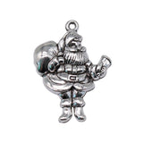 WYSIWYG 5pcs Charms Christmas Santa Claus Gift 33x25mm Antique Silver Color Plated Pendants Making DIY Handmade Tibetan Jewelry