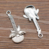 WYSIWYG 5pcs Charms Guitar Antique Silver Color 31x10mm Metal Alloy Jewelry DIY Accessories