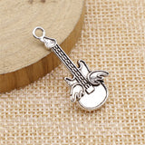 WYSIWYG 5pcs Charms Guitar Antique Silver Color 31x10mm Metal Alloy Jewelry DIY Accessories