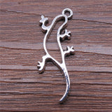 WYSIWYG 5pcs Charms Hollow Gecko Lizard Antique Silver Color 19x32mm Metal Alloy Charms Jewelry Diy Accessories