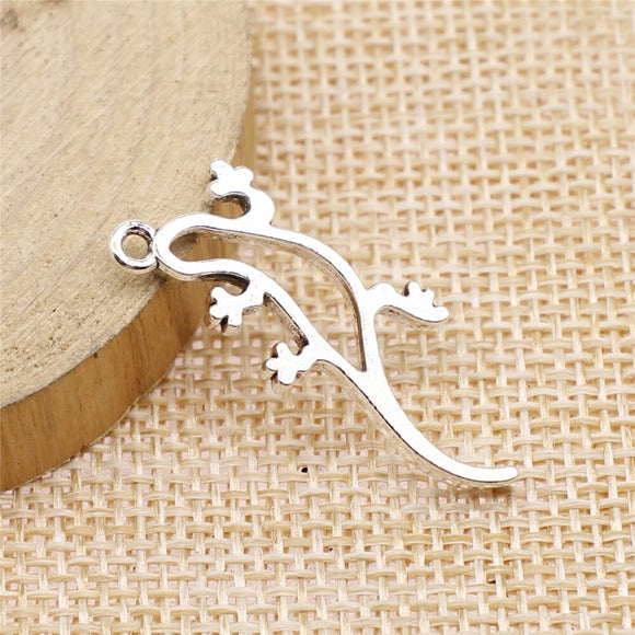 WYSIWYG 5pcs Charms Hollow Gecko Lizard Antique Silver Color 19x32mm Metal Alloy Charms Jewelry Diy Accessories