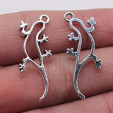 WYSIWYG 5pcs Charms Hollow Gecko Lizard Antique Silver Color 19x32mm Metal Alloy Charms Jewelry Diy Accessories