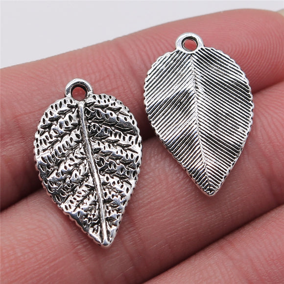 WYSIWYG 5pcs Charms Leaves 15x24mm Antique Silver Color Pendant Leaves Charms For Jewelry Making Jewelry Findings