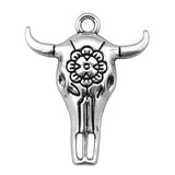 WYSIWYG 5pcs Charms Skull Bull Ox Star Head 32x26mm Antique Silver Color Plated Cattle Skull Pendants Making