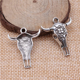 WYSIWYG 5pcs Charms Skull Bull Ox Star Head 32x26mm Antique Silver Color Plated Cattle Skull Pendants Making
