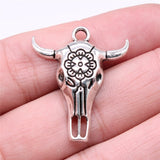 WYSIWYG 5pcs Charms Skull Bull Ox Star Head 32x26mm Antique Silver Color Plated Cattle Skull Pendants Making