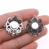 WYSIWYG 5pcs Fit 10mm Round Inner Size Earring Connector Style Cabochon Base Setting Antique Silver Color DIY Jewelry Findings