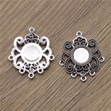 WYSIWYG 5pcs Fit 10mm Round Inner Size Earring Connector Style Cabochon Base Setting Antique Silver Color DIY Jewelry Findings