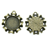 WYSIWYG 5pcs Fit 16mm Round Flower Cameo Cabochon Pendant Base Setting Antique Bronze Color Jewelry Findings Jewelry Accessories