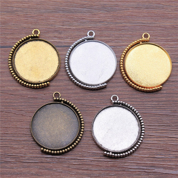 WYSIWYG 5pcs Fit 20mm 25mm 30mm Round Cabochon Base Setting 5 Colors Double Sided Rotatable Style For Jewelry Making Accessories