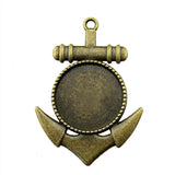 WYSIWYG 5pcs Fit 20mm Round Anchor Style Cameo Cabochon Pendant Base Setting For Jewelry Making DIY Necklace Making