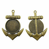 WYSIWYG 5pcs Fit 20mm Round Anchor Style Cameo Cabochon Pendant Base Setting For Jewelry Making DIY Necklace Making