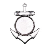 WYSIWYG 5pcs Fit 20mm Round Anchor Style Cameo Cabochon Pendant Base Setting For Jewelry Making DIY Necklace Making