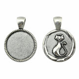 WYSIWYG 5pcs Fit 20mm Round Cat Back Style Cameo Cabochon Pendant Base Setting For Jewelry Making DIY Necklace Making