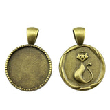 WYSIWYG 5pcs Fit 20mm Round Cat Back Style Cameo Cabochon Pendant Base Setting For Jewelry Making DIY Necklace Making