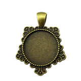 WYSIWYG 5pcs Fit 20mm Round Fashion Side Perforation Style Cameo Cabochon Pendant Base Setting For Jewelry Making