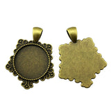 WYSIWYG 5pcs Fit 20mm Round Fashion Side Perforation Style Cameo Cabochon Pendant Base Setting For Jewelry Making