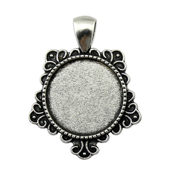 WYSIWYG 5pcs Fit 20mm Round Fashion Side Perforation Style Cameo Cabochon Pendant Base Setting For Jewelry Making