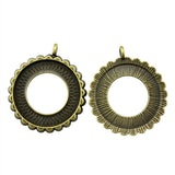 WYSIWYG 5pcs Fit 25mm Round Flower Style Cameo Cabochon Pendant Base Setting Antique Bronze Color Jewelry Findings