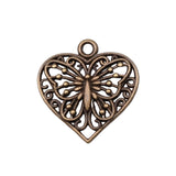 WYSIWYG 5pcs Heart Butterfly Pendant Charms Diy Jewelry Making Jewelry Finding Antique Silver Color 22x22mm