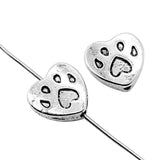 10pcs Paw Print Heart Spacer Beads For Jewelry Making 11x11mm Antique Silver Color Jewelry Accessories ef4429