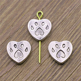 10pcs Paw Print Heart Spacer Beads For Jewelry Making 11x11mm Antique Silver Color Jewelry Accessories ef4429