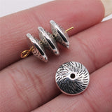 WYSIWYG 5pcs Spacer Beads Wheel Beads Diy Metal Alloy Jewelry Findings Antique Silver Color 4x12mm