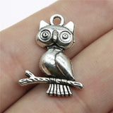 WYSIWYG 5pcs/lot Owl Charms For Jewelry Making 24x18mm 2 Colors Antique Silver Color Antique Bronze Plated Accessories