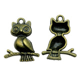 WYSIWYG 5pcs/lot Owl Charms For Jewelry Making 24x18mm 2 Colors Antique Silver Color Antique Bronze Plated Accessories