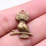 WYSIWYG 5pcs/lot Owl Charms For Jewelry Making 24x18mm 2 Colors Antique Silver Color Antique Bronze Plated Accessories