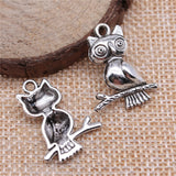 WYSIWYG 5pcs/lot Owl Charms For Jewelry Making 24x18mm 2 Colors Antique Silver Color Antique Bronze Plated Accessories