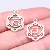 WYSIWYG 7pcs 23x19mm Yoga Om Pendant Charms Chakra Charms Antique Silver Color DIY Jewelry Making Jewelry Finding